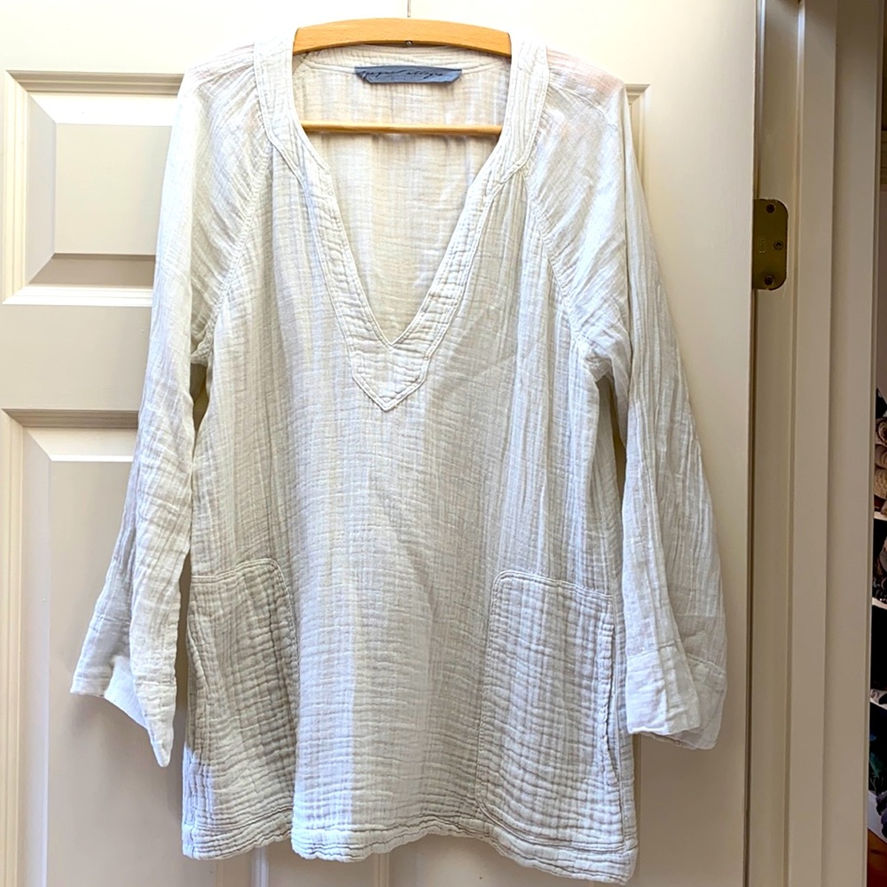 Raquel Allegra M gauze tunic top with pockets